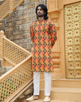 Mustard Checkered Kurta