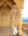 Mustard Floral Printed Kurta