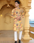 Mustard Floral Printed Kurta