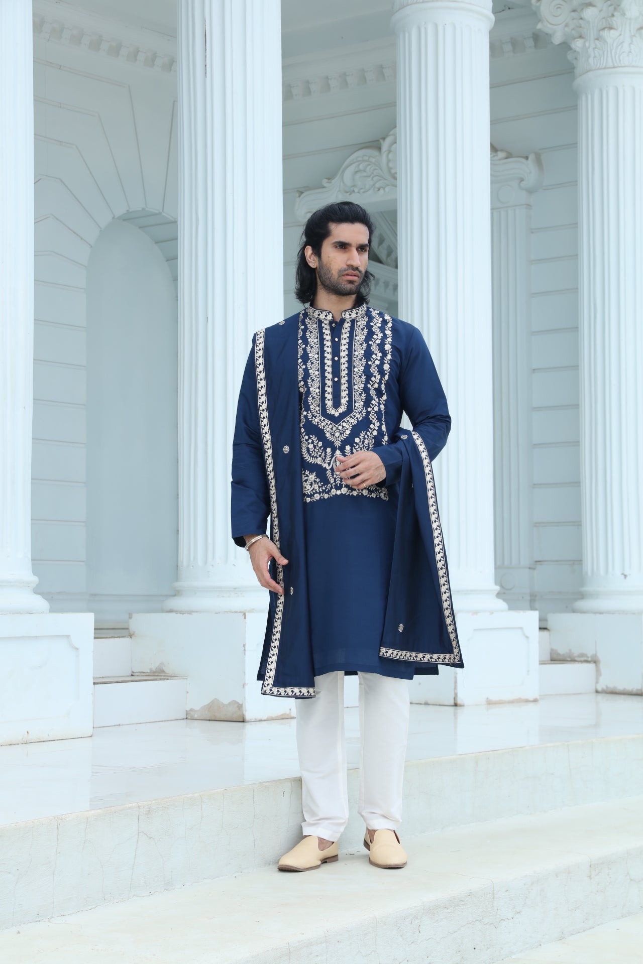 Midnight Blue Embroidered Kurta