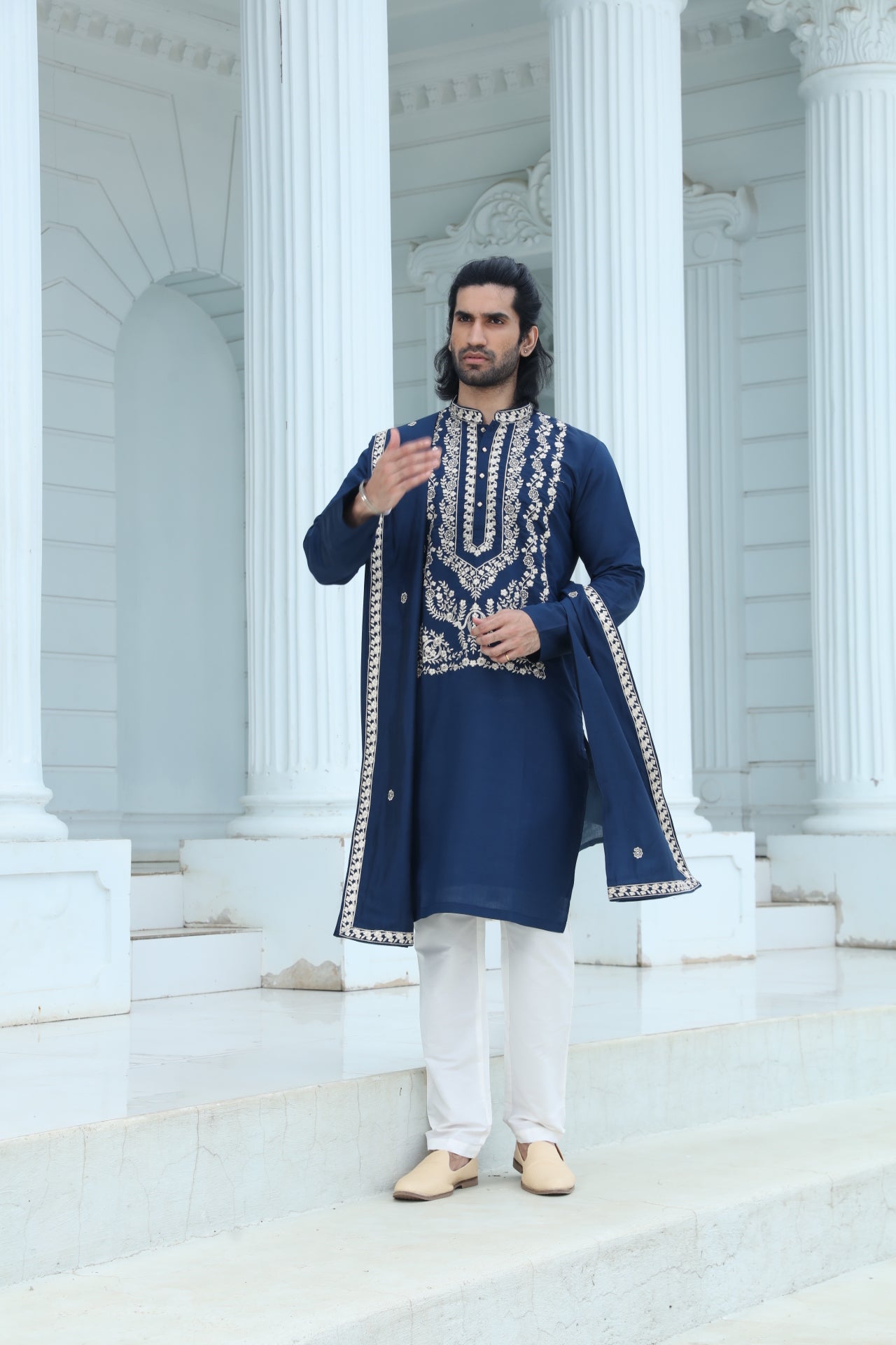 Midnight Blue Embroidered Kurta