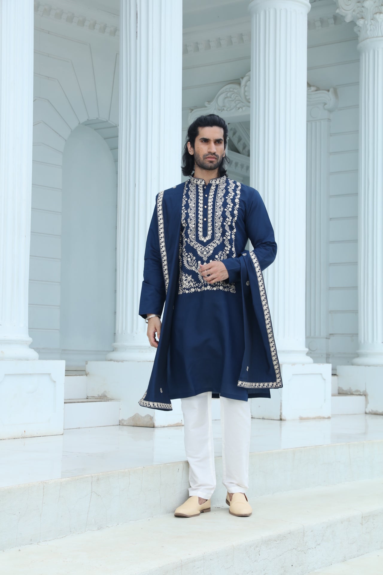 Midnight Blue Embroidered Kurta