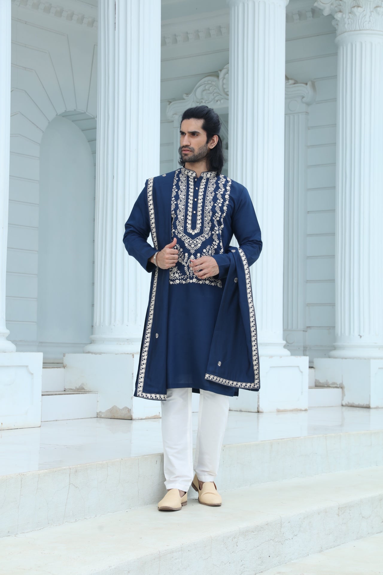 Midnight Blue Embroidered Kurta