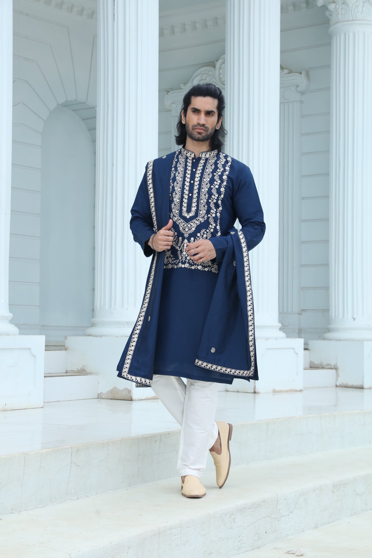 Midnight Blue Embroidered Kurta