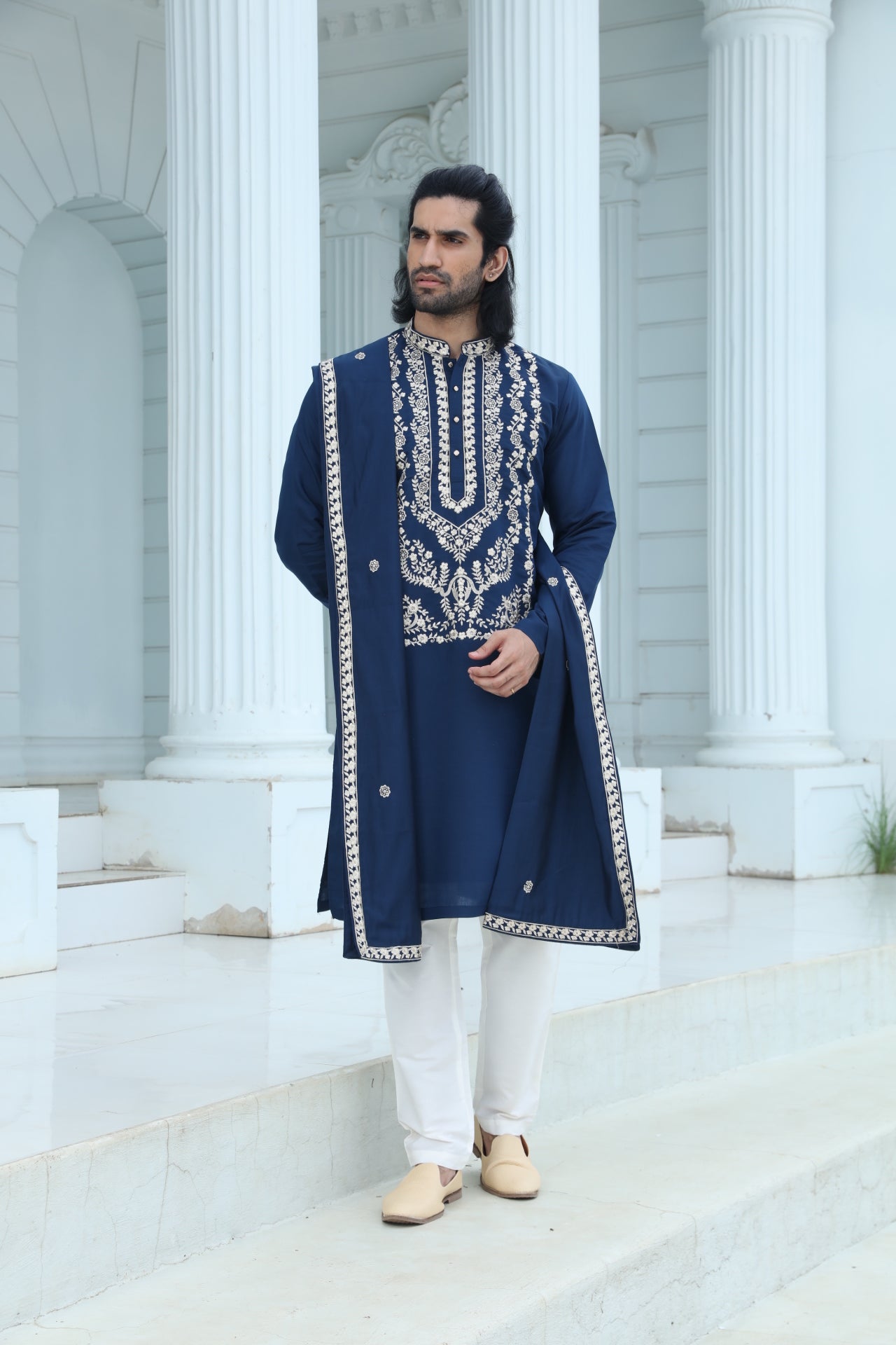 Midnight Blue Embroidered Kurta