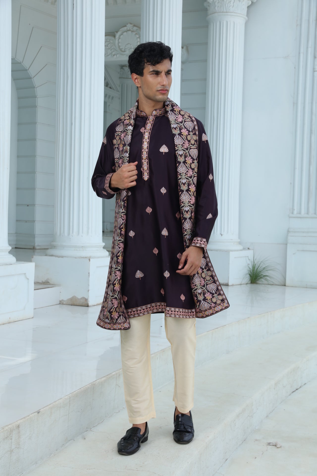 Plum Kurta Set with Butti Motifs