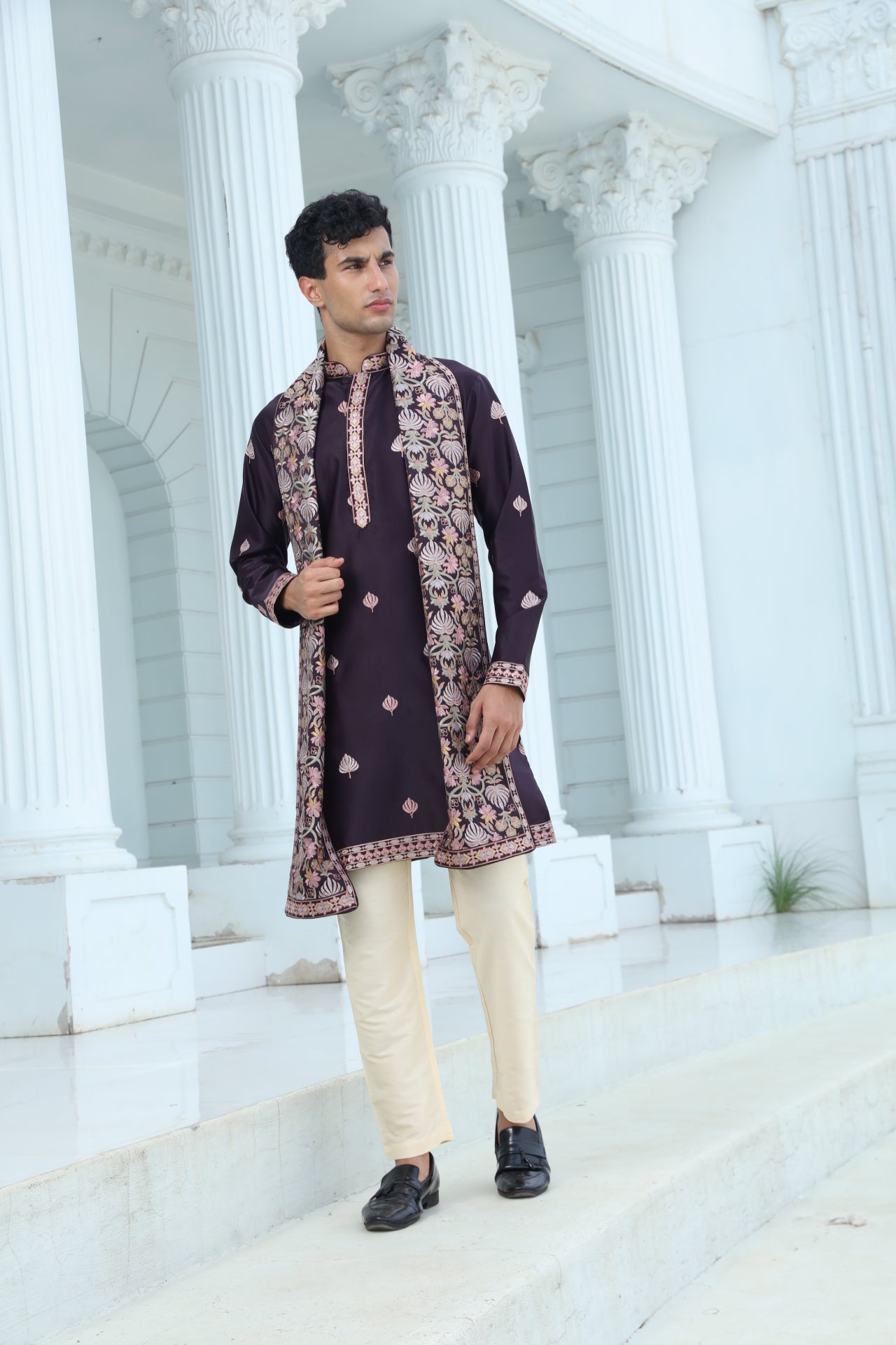 Plum Kurta Set with Butti Motifs