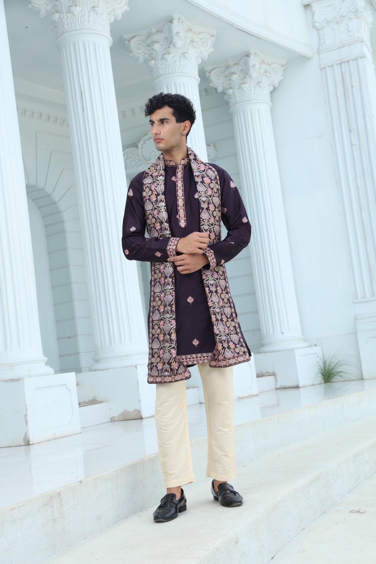 Plum Kurta Set with Butti Motifs
