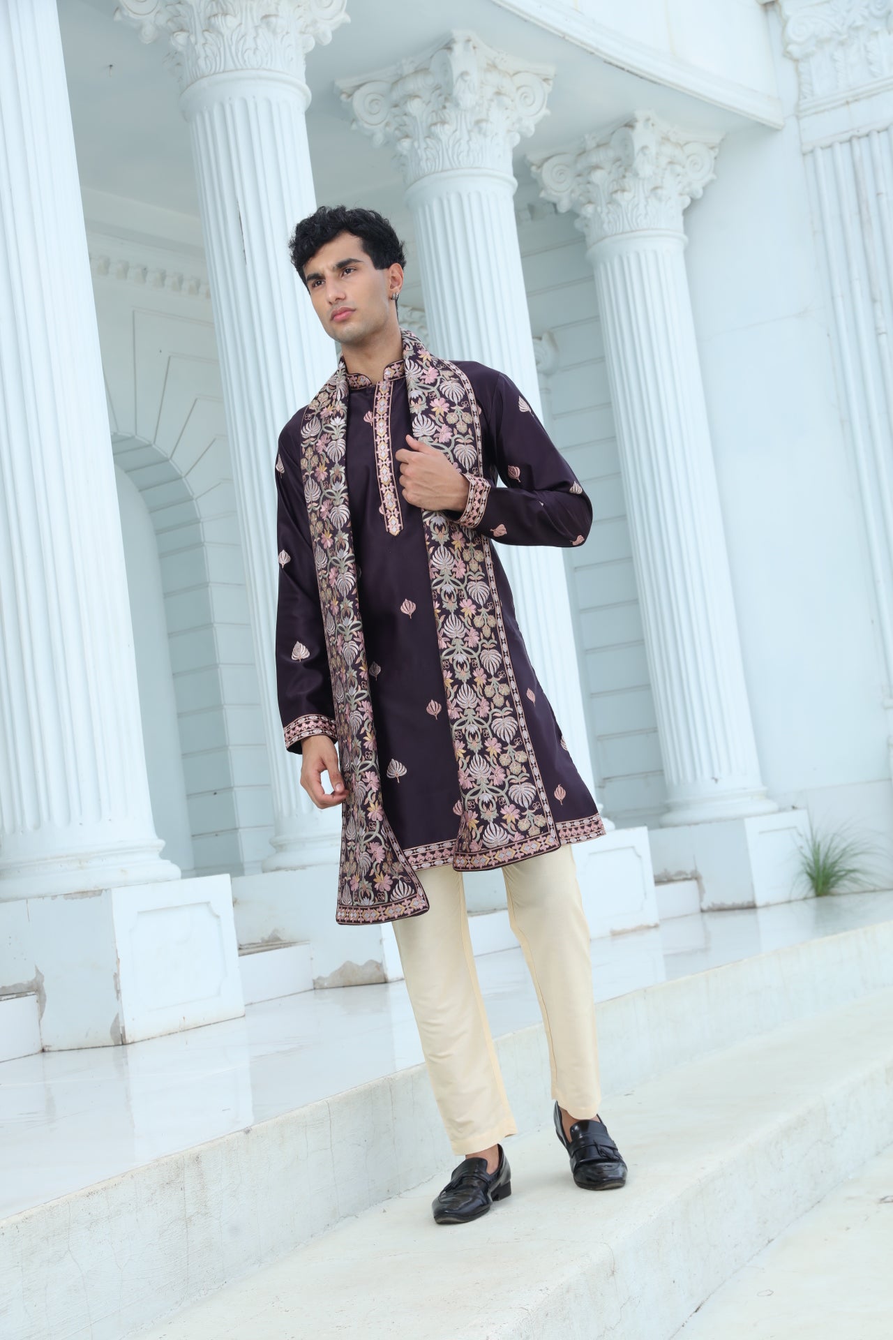 Plum Kurta Set with Butti Motifs