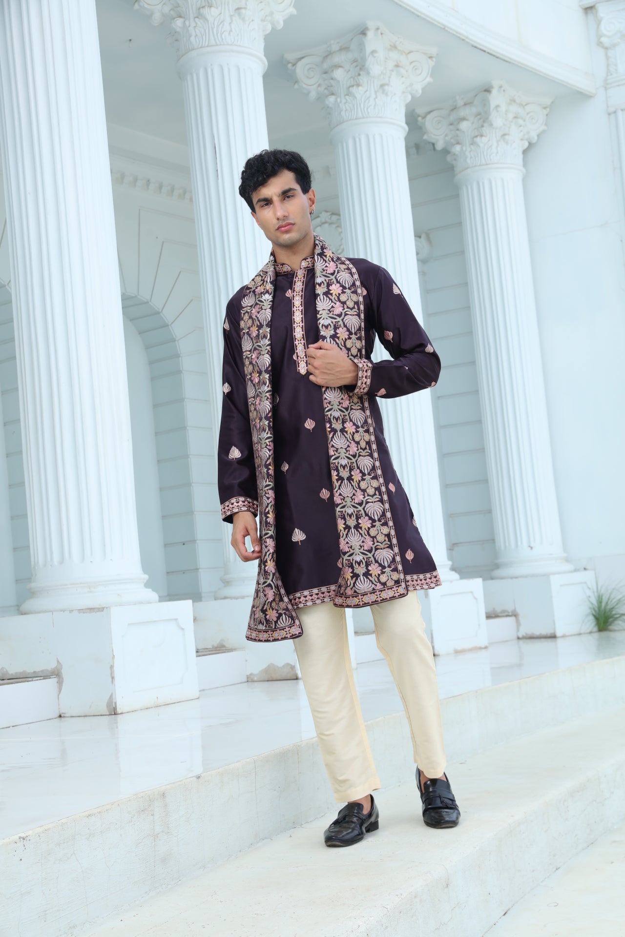Plum Kurta Set with Butti Motifs