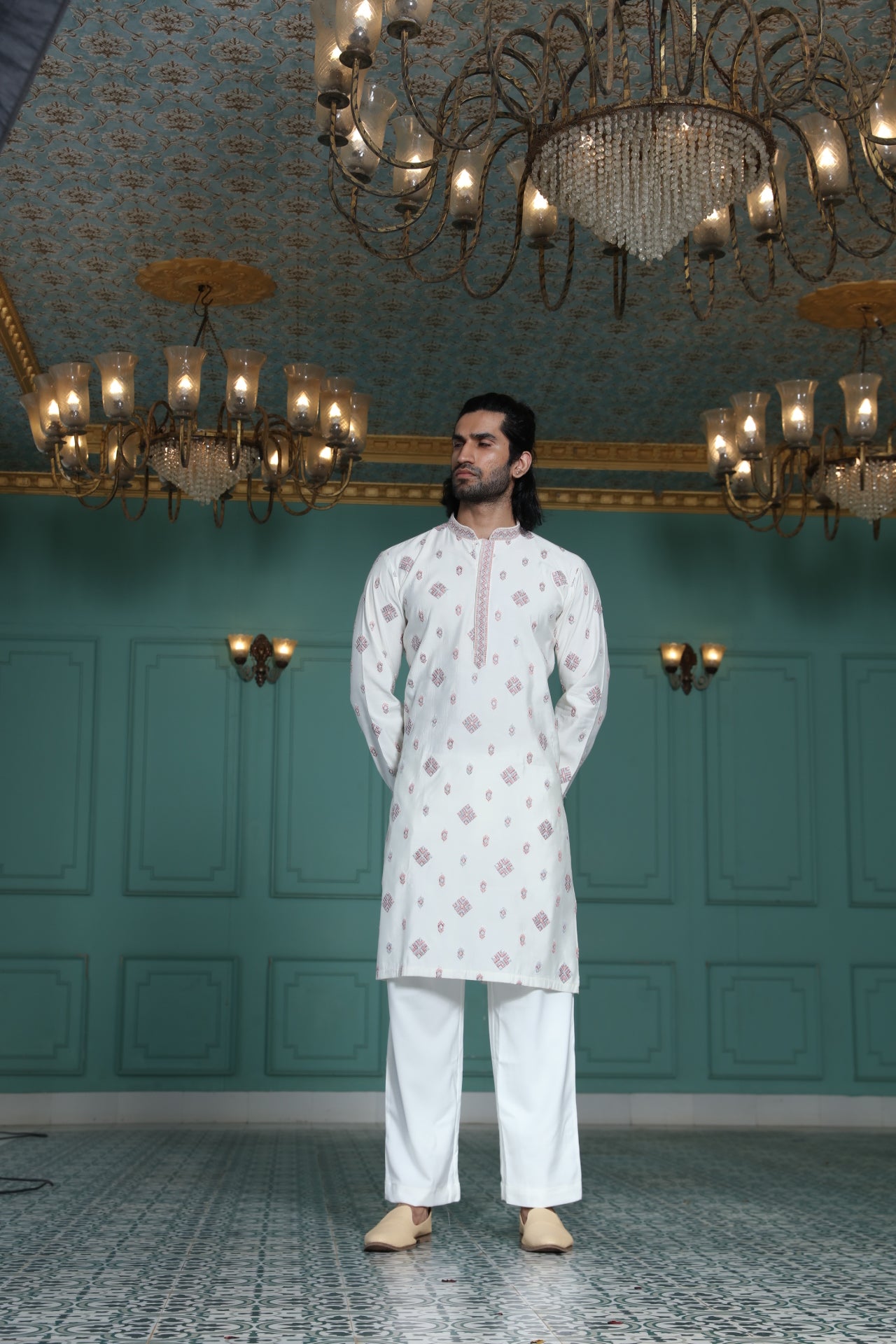 White Butti Embroidered Kurta