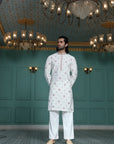 White Butti Embroidered Kurta