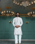 White Butti Embroidered Kurta