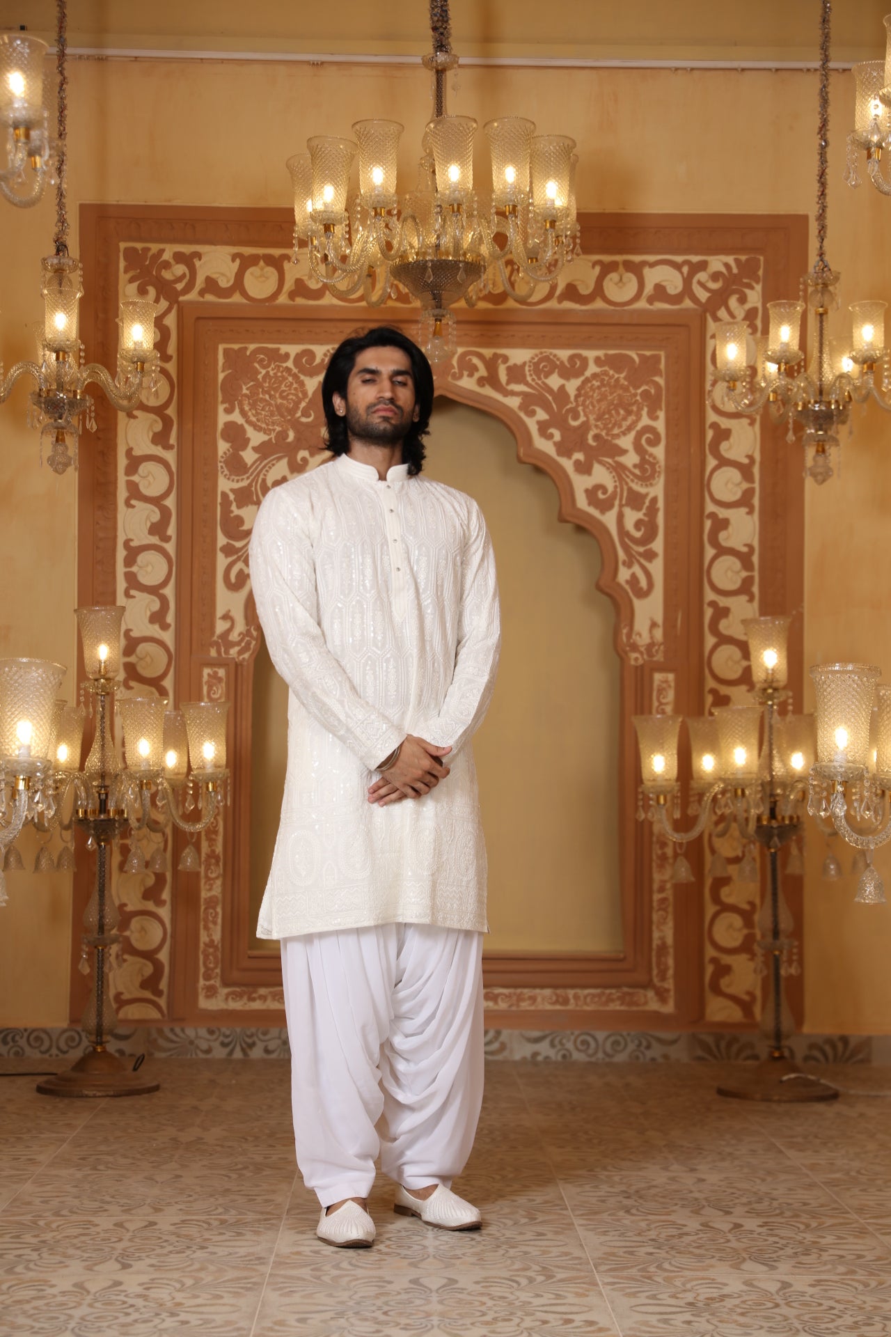 Cream Chikankari kurta