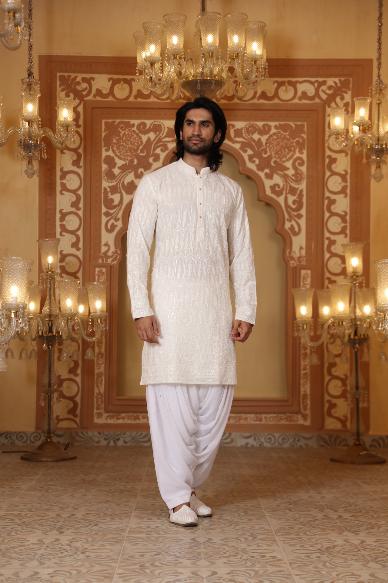 Cream Chikankari kurta