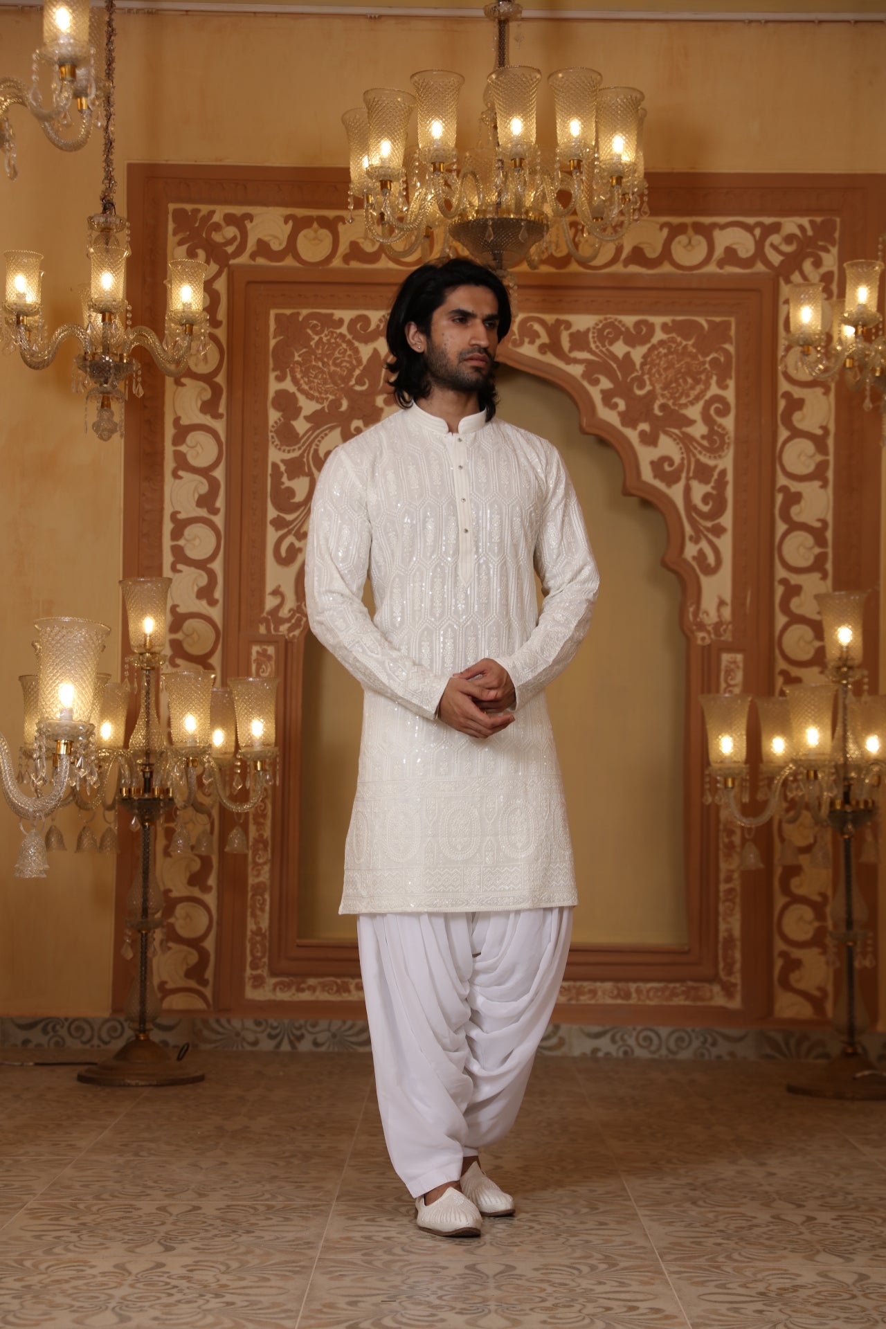 Cream Chikankari kurta