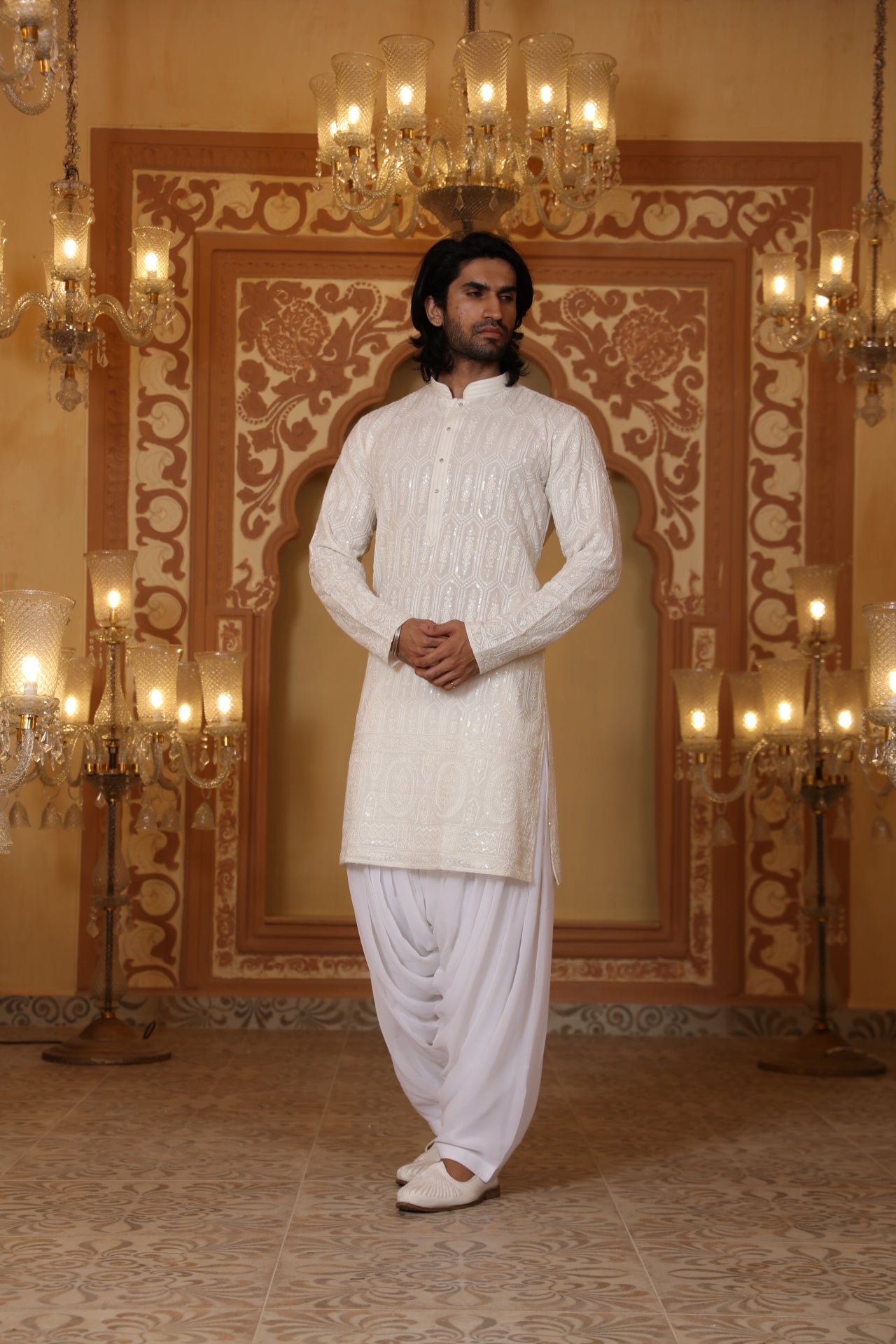 Cream Chikankari kurta