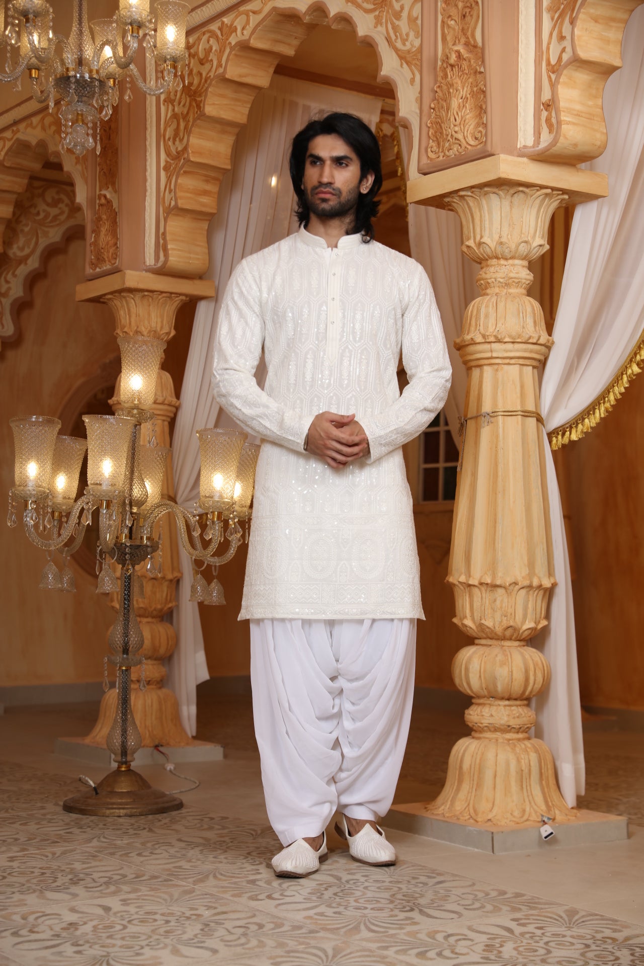 Cream Chikankari kurta