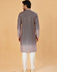 Black ombre kurta with pink embroidery