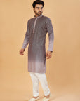 Black ombre kurta with pink embroidery