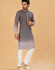 Black ombre kurta with pink embroidery