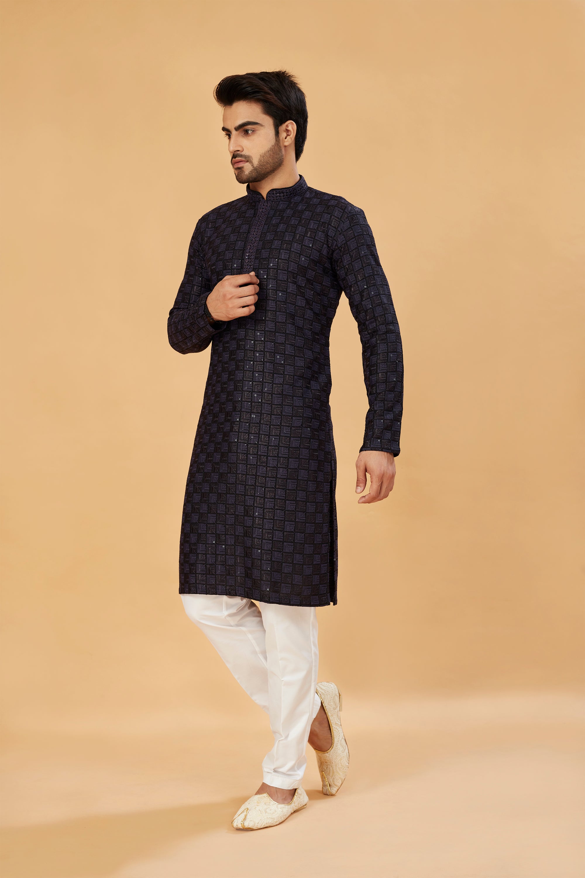 Black Embroidered Kurta