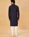 Navy Blue Embroidered Kurta