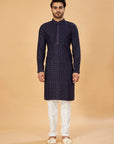 Navy Blue Embroidered Kurta