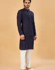 Navy Blue Embroidered Kurta