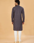 Charcoal Grey Embroidered Kurta