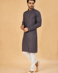 Charcoal Grey Embroidered Kurta