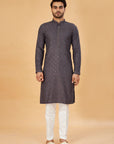 Charcoal Grey Embroidered Kurta