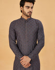 Charcoal Grey Embroidered Kurta