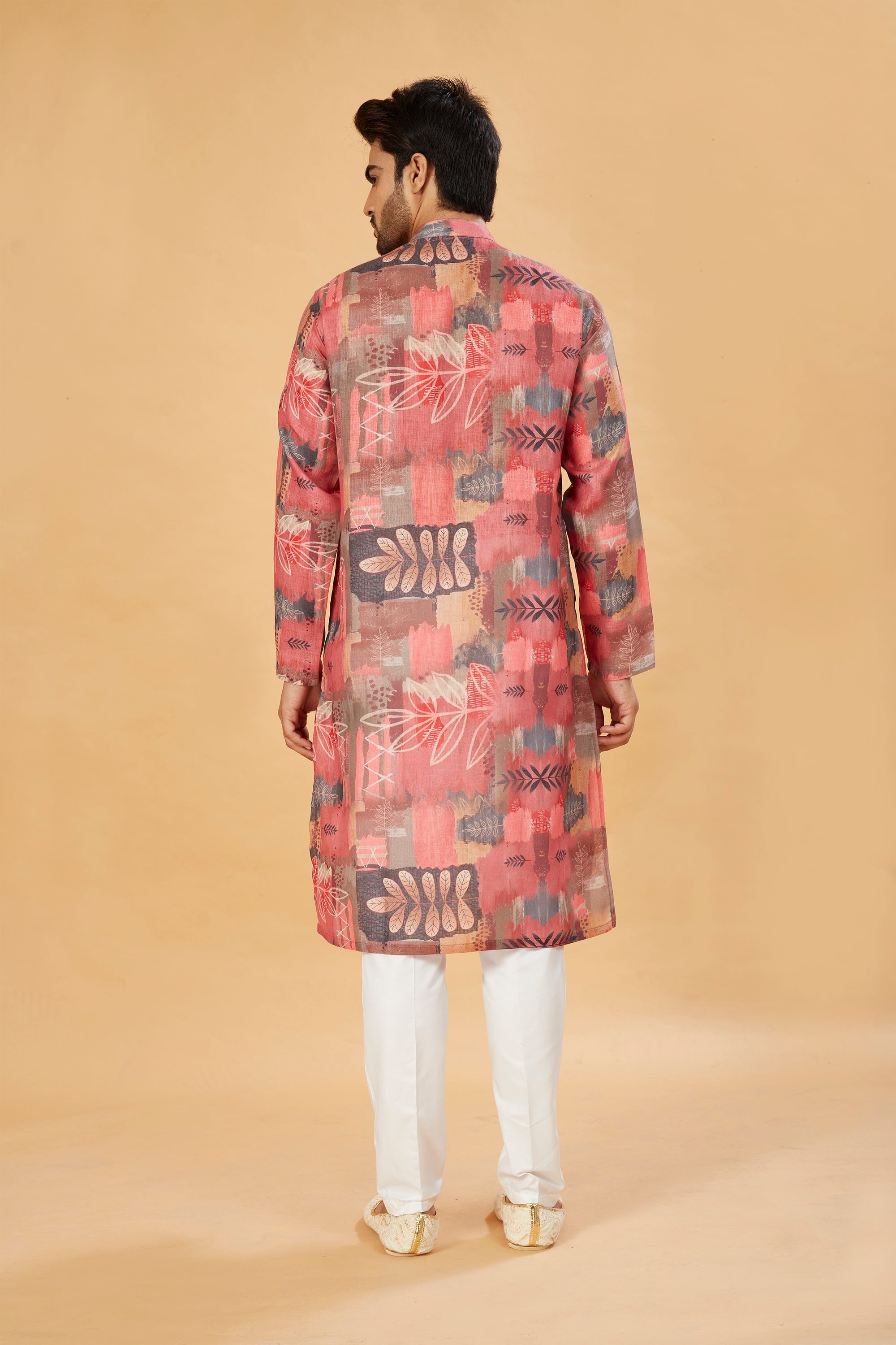 Rust Red Abstract Print Kurta