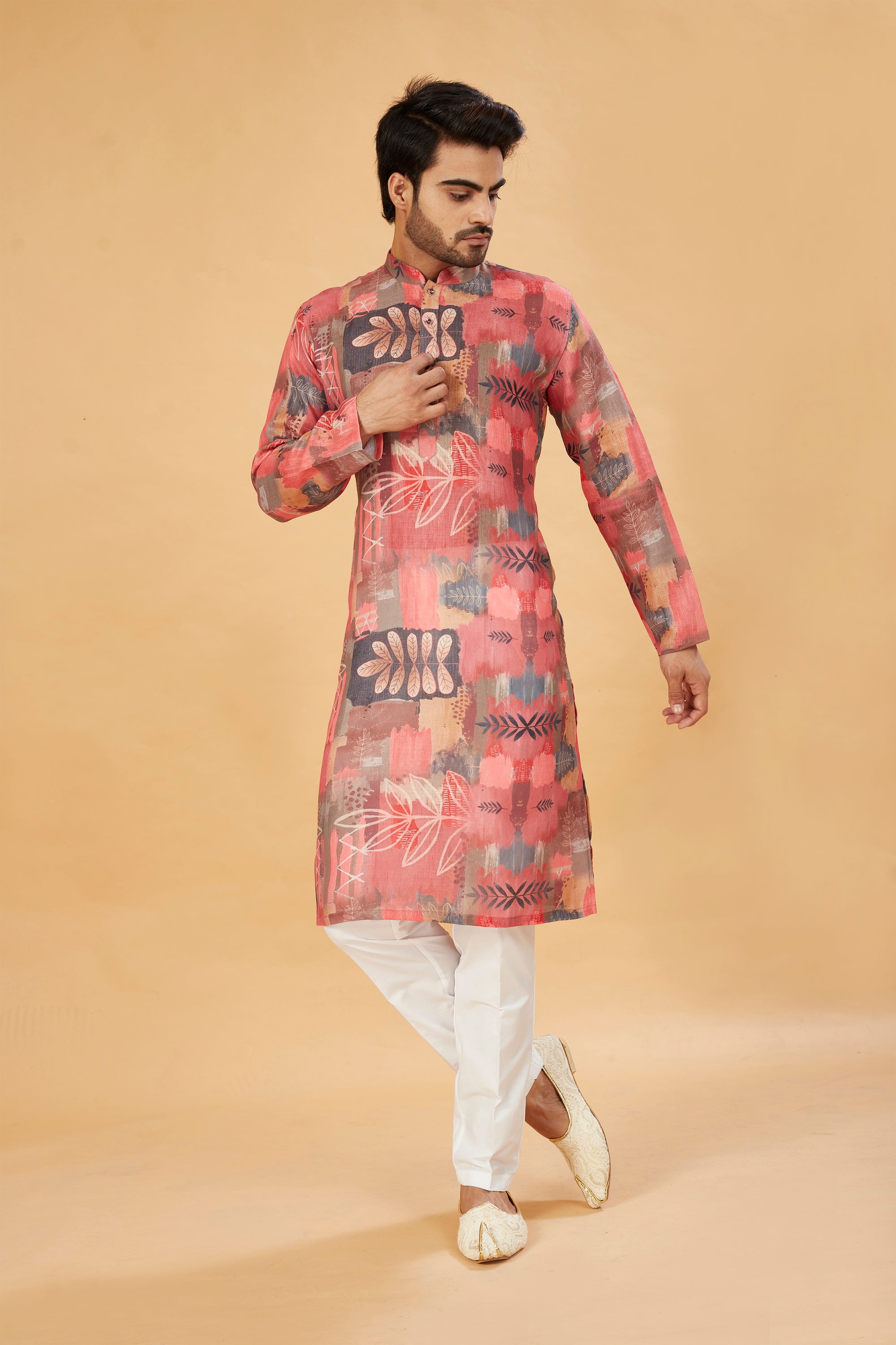 Rust Red Abstract Print Kurta