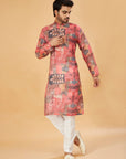 Rust Red Abstract Print Kurta