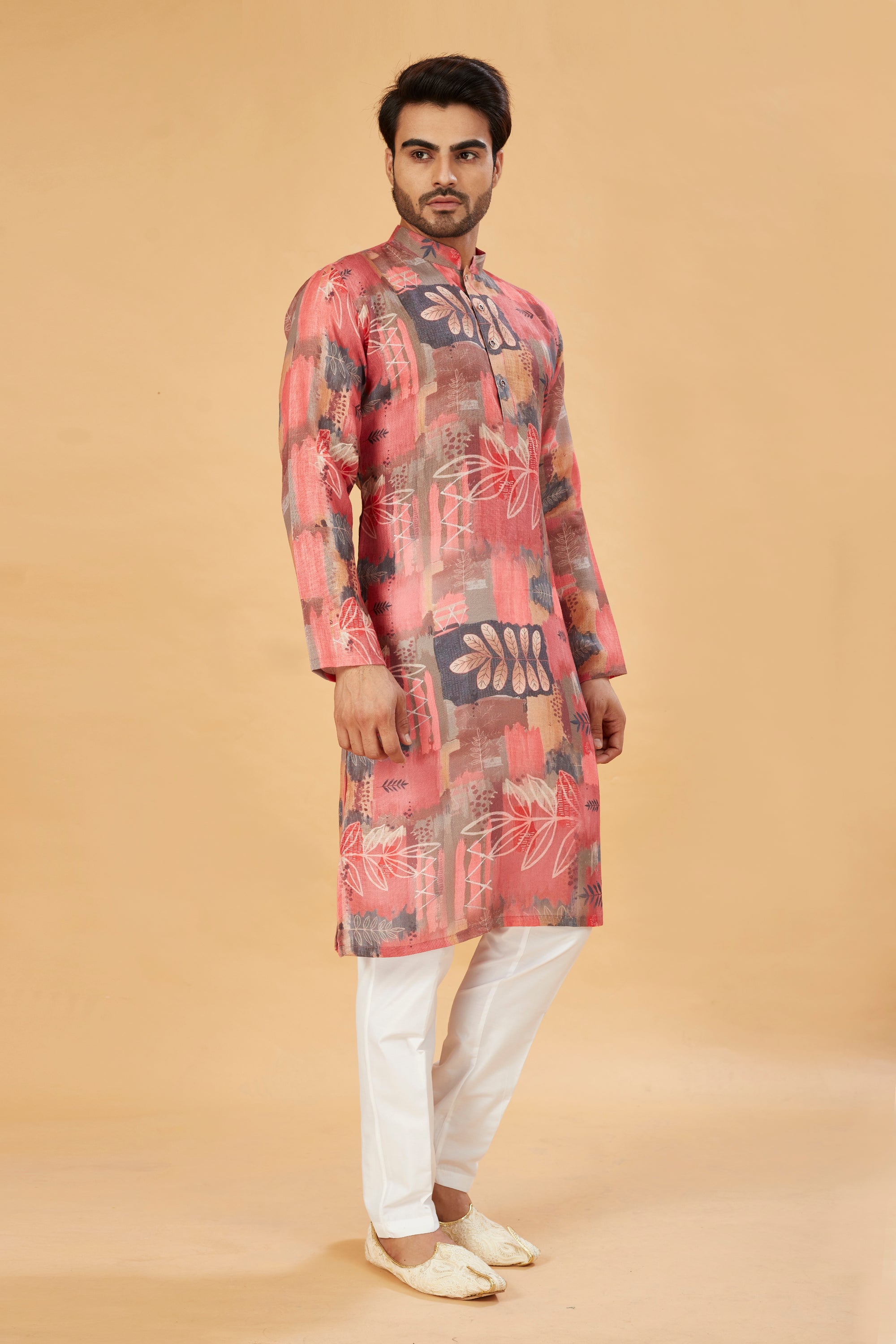 Rust Red Abstract Print Kurta