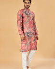 Rust Red Abstract Print Kurta