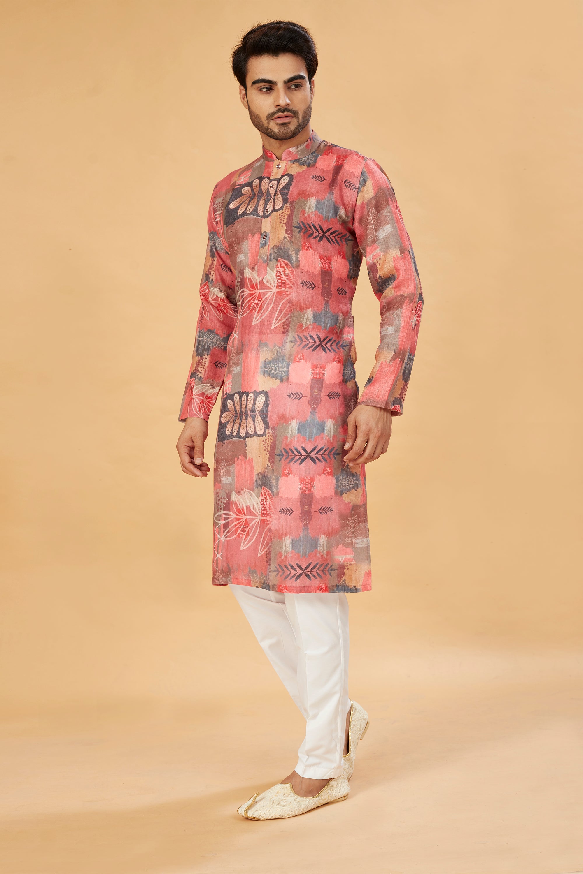 Rust Red Abstract Print Kurta
