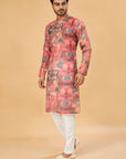 Rust Red Abstract Print Kurta