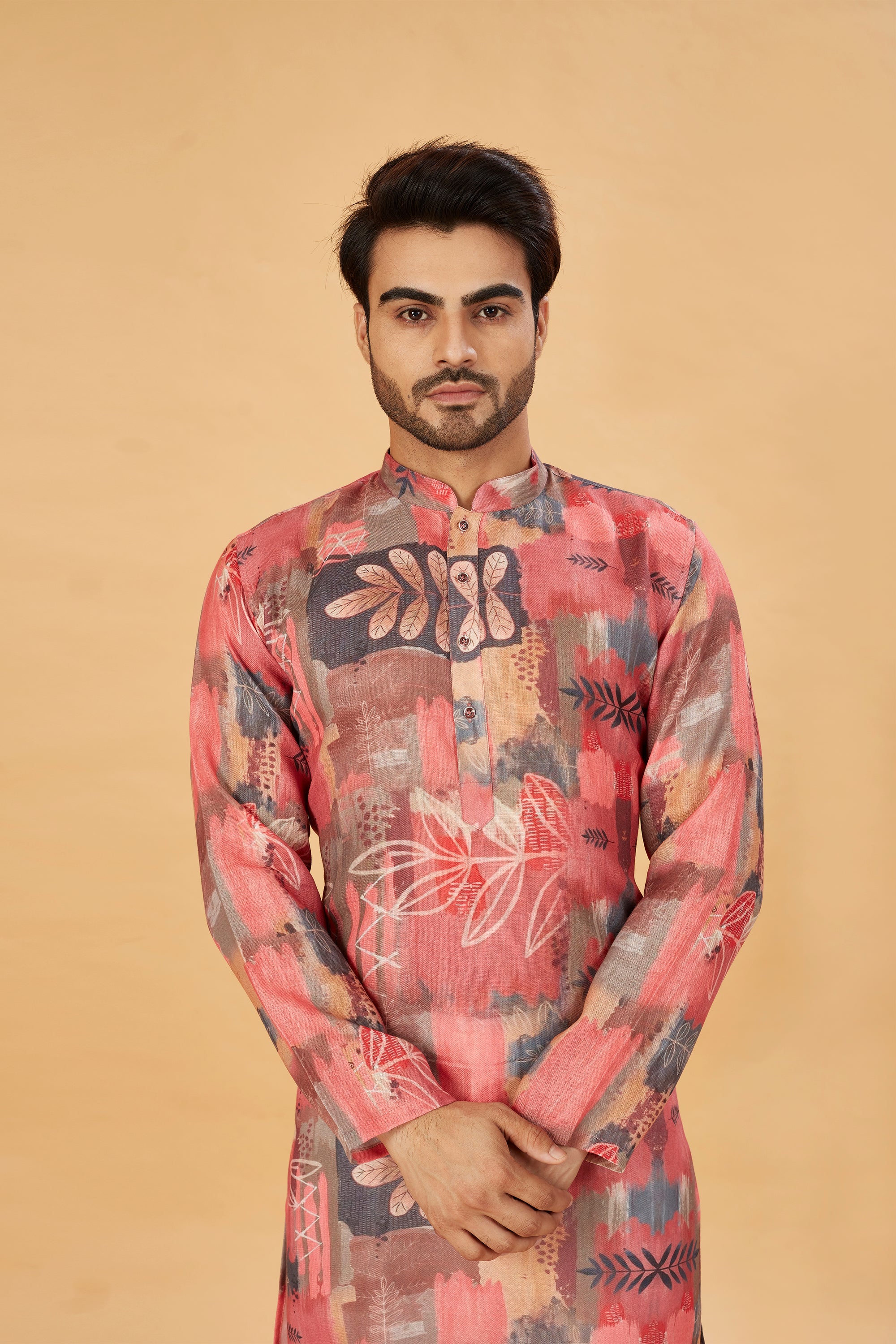 Rust Red Abstract Print Kurta