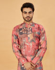 Rust Red Abstract Print Kurta