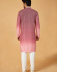 Maroon ombre kurta with pink embroidery