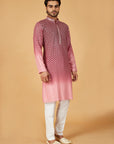 Maroon ombre kurta with pink embroidery
