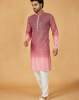 Maroon ombre kurta with pink embroidery