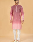 Maroon ombre kurta with pink embroidery