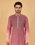 Maroon ombre kurta with pink embroidery