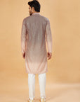 Green ombre kurta with pink embroidery