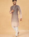 Green ombre kurta with pink embroidery