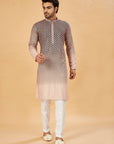 Green ombre kurta with pink embroidery